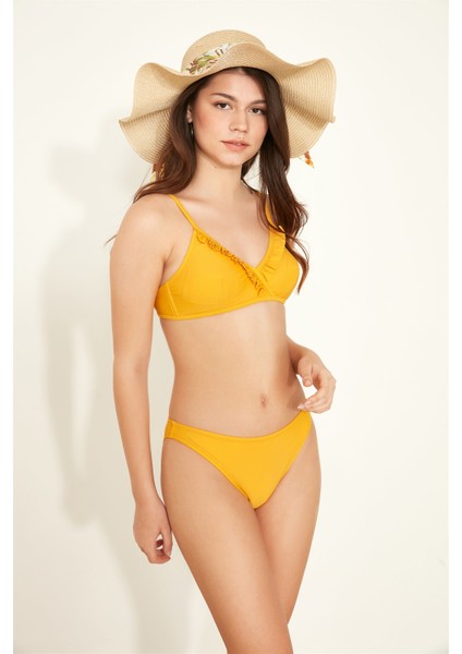 Üçgen Fırfırlı Bikini Takım 3090 Sarı modelleri