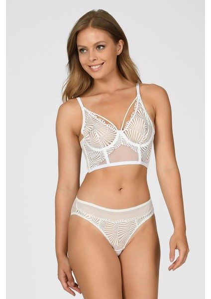 4744 Kadın Bralet Sütyen Külot Takım Ekru