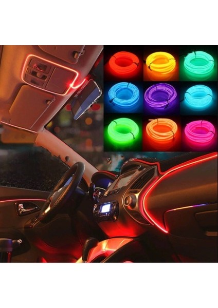 Araç Içi Torpido Ledi Neon Işıklı Renkli Ip Neon Ledi 2 Metre - Renk Seçenekli