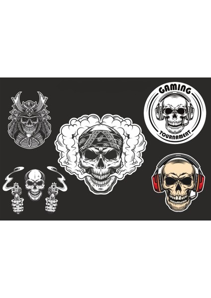 5 li Motorsiklet Kask Sticker Set 1 Ad. (12X7,5) 4 Ad. (6x6)