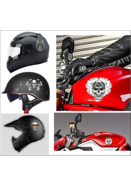 5 li Motorsiklet Kask Sticker Set 1 Ad. (12X7,5) 4 Ad. (6x6)