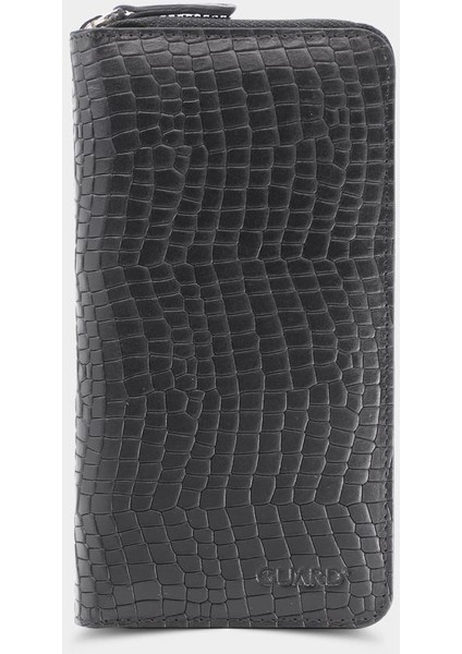 Texas Baskılı Siyah Fermuarlı Portföy Cüzdan