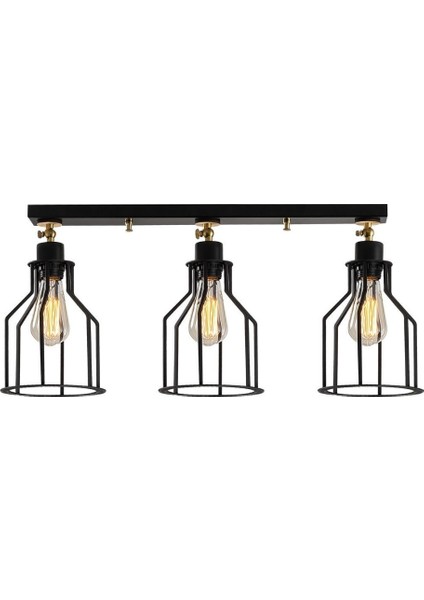 vintage,retro,rustik 3XE27 mafsallı siyah hareketli başlık kafes metal plofonyer avize uzunluk:60cm fiyatları