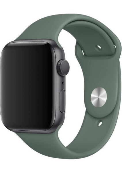 Apple Watch Uyumlu Silikon Spor Kordon 42 - 44 mm M/l Ölçülerinde Çam Yeşil
