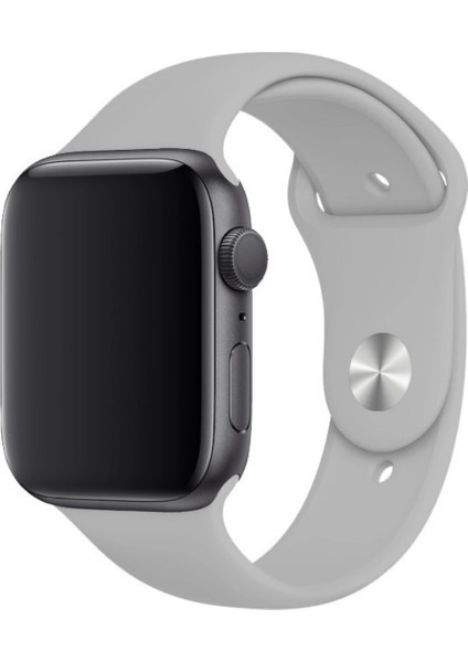 Apple Watch Uyumlu Silikon Spor Kordon 42 - 44 mm M/l Ölçülerinde Gri