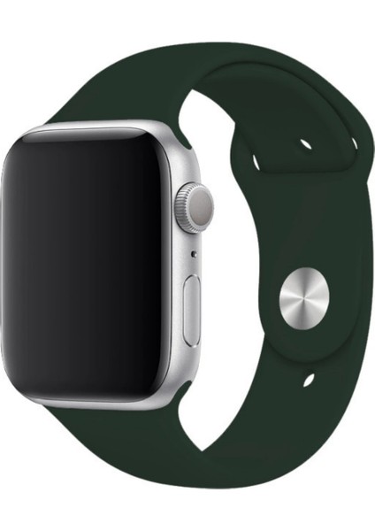 Apple Watch Uyumlu Silikon Spor Kordon 42 - 44 mm M/l Ölçülerinde Koyu Yeşil