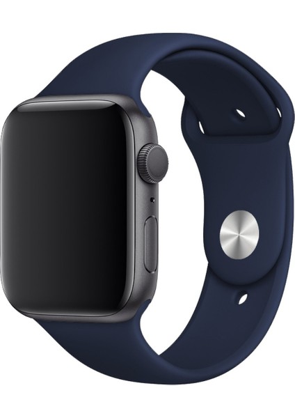 Apple Watch Uyumlu Silikon Spor Kordon 42 - 44 mm M/l Ölçülerinde Lacivert