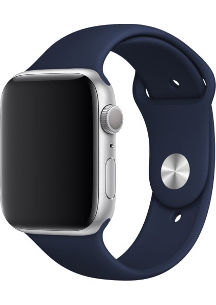 Apple Watch Uyumlu Silikon Spor Kordon 42 - 44 mm M/l Ölçülerinde Lacivert