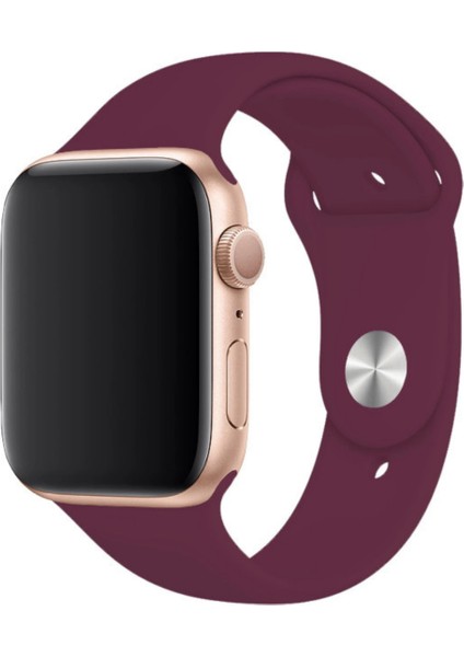 Apple Watch Uyumlu Silikon Spor Kordon 42 - 44 mm M/l Ölçülerinde Mürdüm