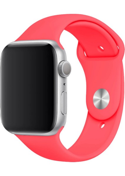 Apple Watch Uyumlu Silikon Spor Kordon 42 - 44 mm M/l Ölçülerinde Nar Çiçeği modelleri