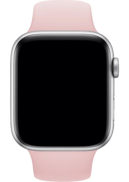 Apple Watch Uyumlu Silikon Spor Kordon 42 - 44 mm M/l Ölçülerinde Pudra Pembe