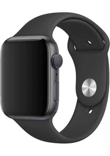 Apple Watch Uyumlu Silikon Spor Kordon 42 - 44 mm M/l Ölçülerinde Siyah
