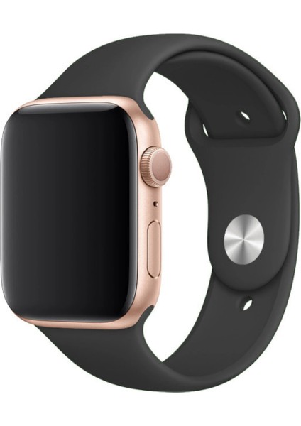 Apple Watch Uyumlu Silikon Spor Kordon 42 - 44 mm M/l Ölçülerinde Siyah