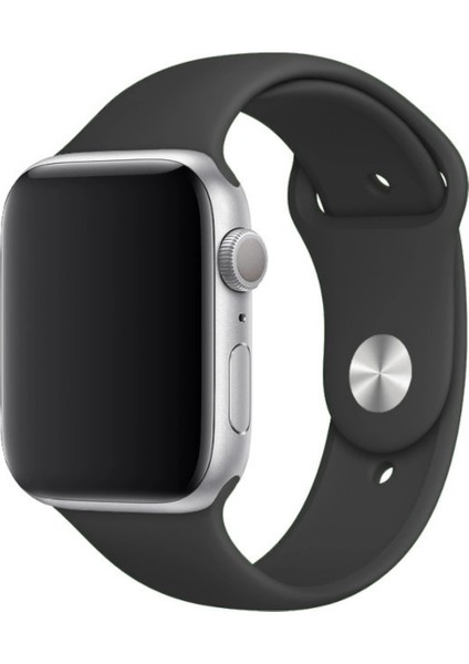 Apple Watch Uyumlu Silikon Spor Kordon 42 - 44 mm M/l Ölçülerinde Siyah