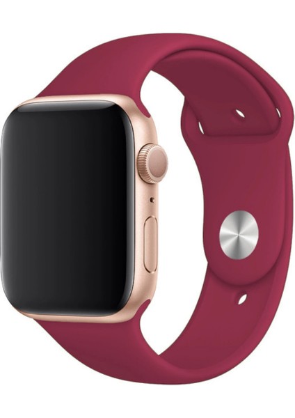 Apple Watch Uyumlu Silikon Spor Kordon 42 - 44 mm M/l Ölçülerinde Vişne