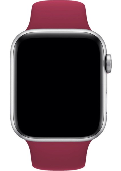 Apple Watch Uyumlu Silikon Spor Kordon 42 - 44 mm M/l Ölçülerinde Vişne