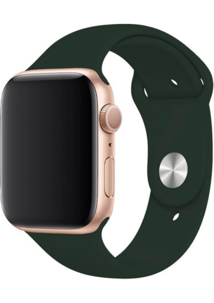 Apple Watch Uyumlu Silikon Spor Kordon 38 - 40 mm S/m Ölçülerinde Koyu Yeşil