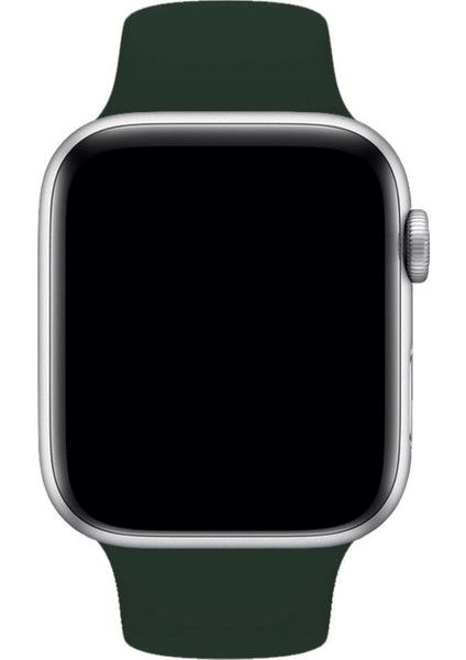Apple Watch Uyumlu Silikon Spor Kordon 38 - 40 mm S/m Ölçülerinde Koyu Yeşil