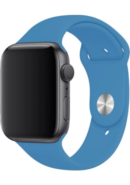 Apple Watch Uyumlu Silikon Spor Kordon 38 - 40 mm S/m Ölçülerinde Gök Mavi