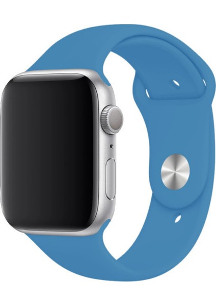 Apple Watch Uyumlu Silikon Spor Kordon 38 - 40 mm S/m Ölçülerinde Gök Mavi