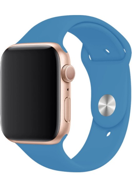 Apple Watch Uyumlu Silikon Spor Kordon 38 - 40 mm S/m Ölçülerinde Gök Mavi