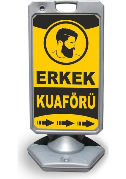 Erkek Kuaförü Reklam ve Yönlendirme Uyari Dubasi A Tabela Gri