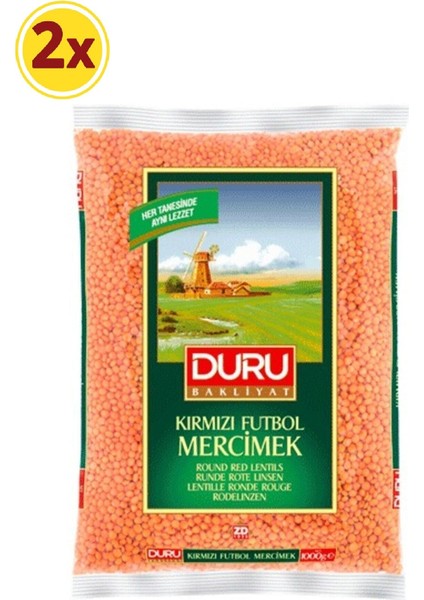 Duru Kırmızı Futbol Mercimek 1 kg x 2'li