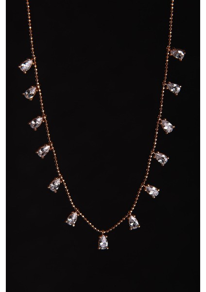 Zirkon Taşlı Rose Altın Kaplama Shakira Kadın Gümüş Kolye 925 Ayar modelleri