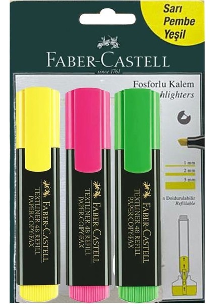Fosforlu Kalem 3'lü Blister Sarı Pembe Yeşil 5508150728