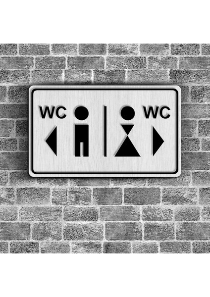 Bay & Bayan Wc Ahşap Yönlendirme Levhası - B2