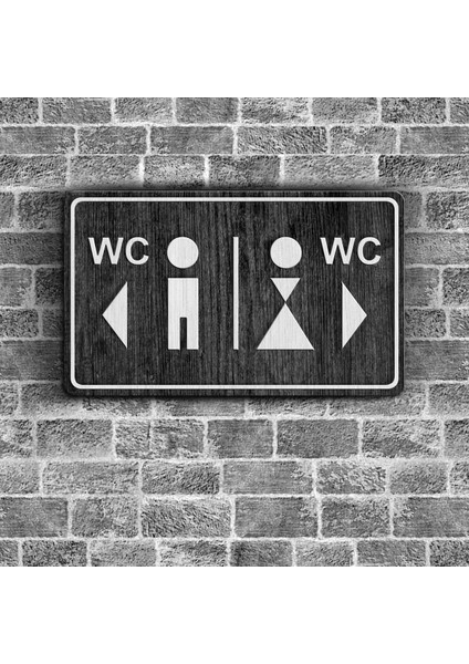 Bay & Bayan Wc Ahşap Yönlendirme Levhası - B1