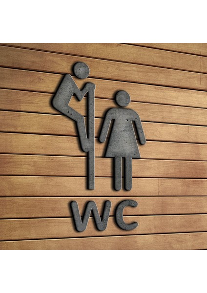 Bay & Bayan Wc Ahşap Yönlendirme Levhası - C1