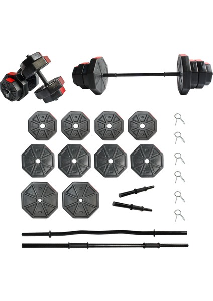 Tan Spor 50 kg Dambıl-Dumbell-Ağırlık-Halter–full Kısa Bar + Düz Bar + Z Bar Seti