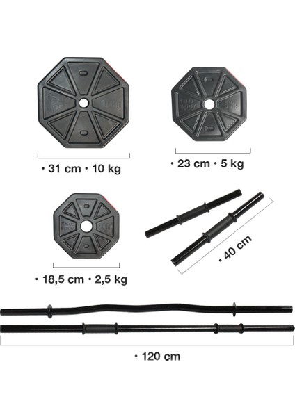 Tan Spor 50 kg Dambıl-Dumbell-Ağırlık-Halter–full Kısa Bar + Düz Bar + Z Bar Seti