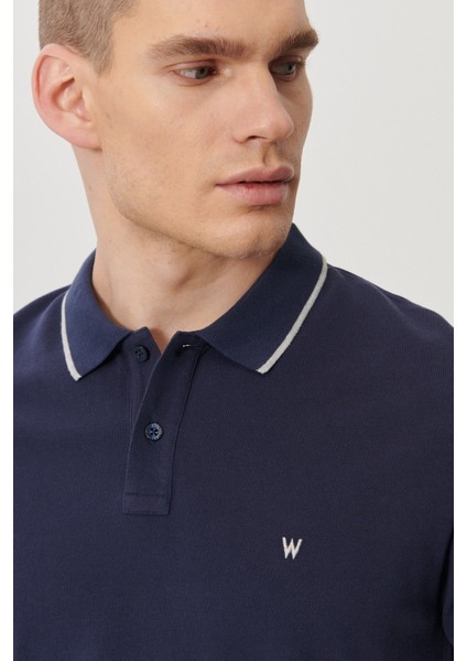 Erkek Lacivert Slim Fit Polo Yaka T-Shirt fırsatları