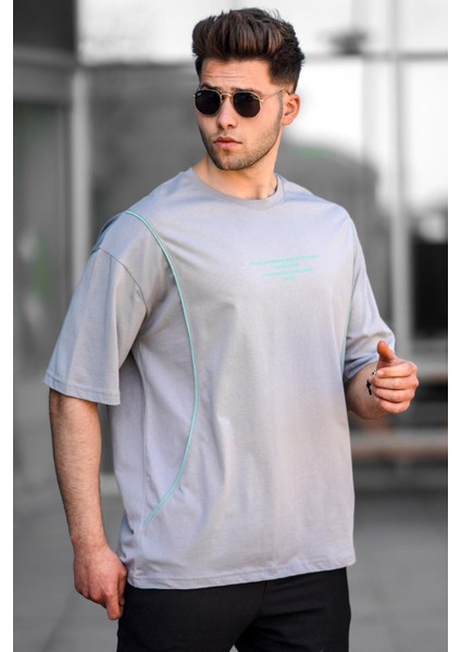 Gri Oversize Erkek Tişört 5234