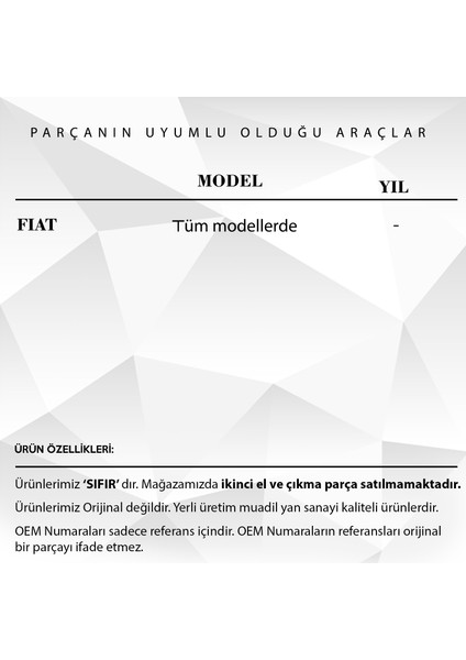 Alpha Auto Part Fiat Yakıt Deposu Için Kapak Kilit Plastik Parçası