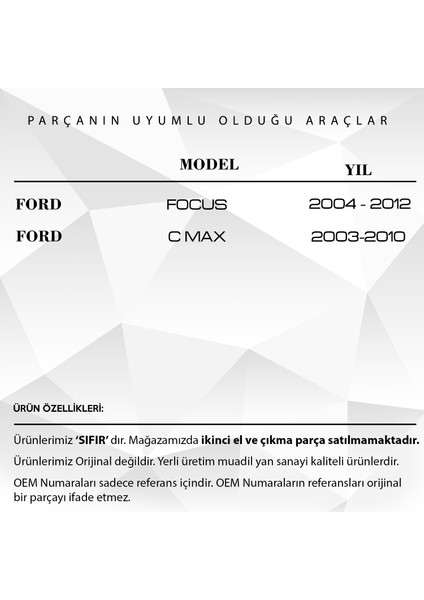 Ford C Max Için Kapı Kilidi Tamir Parçası Plastik 2'li Set