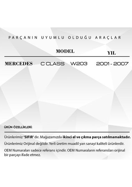 Alpha Auto Part Mercedes C Class W203 2001-2007 Için Güneşlik Ayna Kapak Gri Renk