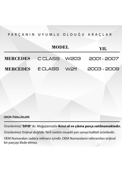 Mercedes C Class W203 Için Klima Klepe Kapak Kol Motor Dişli Seti fiyatları