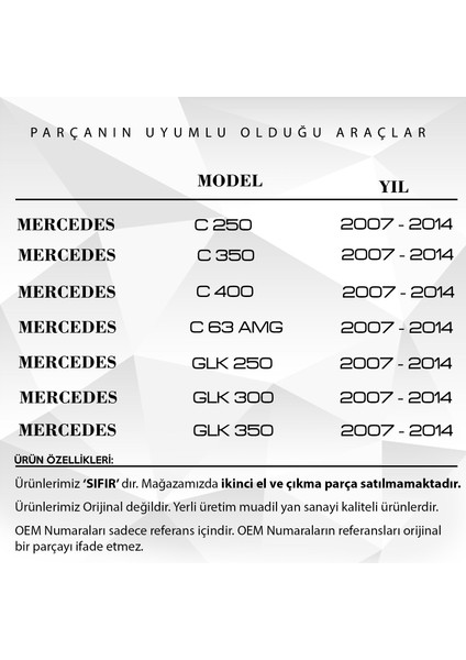 Mercedes C Class W204 Için Kapı Iç Açma Kolu Sağ ve Sol Parlak Ni