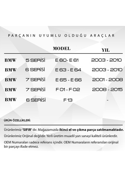 Bmw 7 Serisi E65 E66 Kapı Kilit Tamir Seti (Sol Kapı)