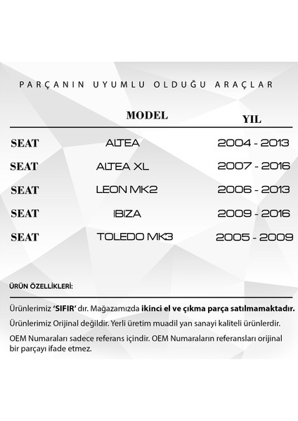 Volkswagen Vw Polo Için Bagaj Kilit Dişlisi