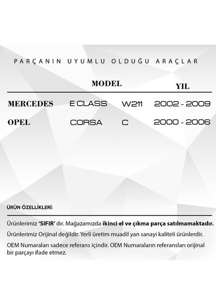 Mercedes E Class W211 Için Kasa Kapı Kilit Dişlisi