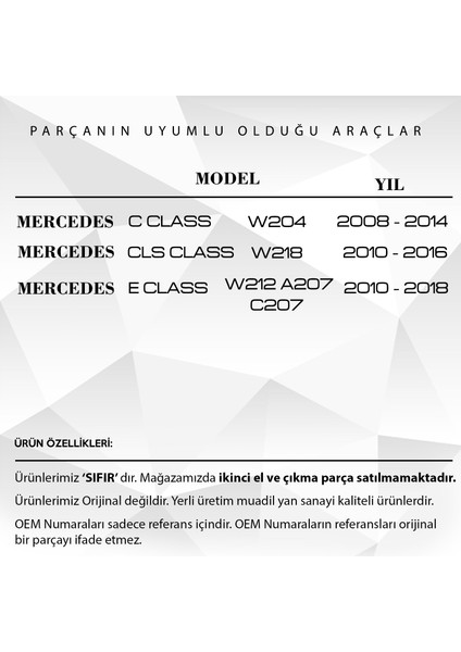 Mercedes E Class W212 A207 C207 Için Sunroof Açma Düğmesi Siyah