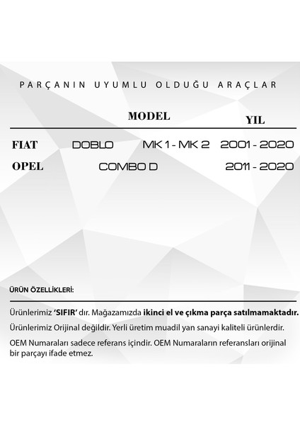 Opel Combo Için Sürgülü Kapı Kilit Tamir Parçası