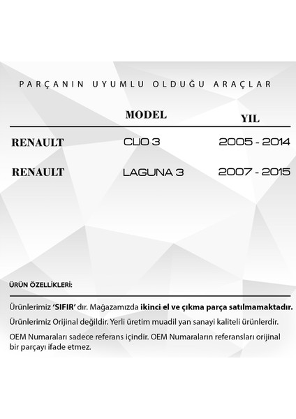 Alpha Auto Part Renault Clio Laguna Için Bagaj Kilit Parçası Plastiği