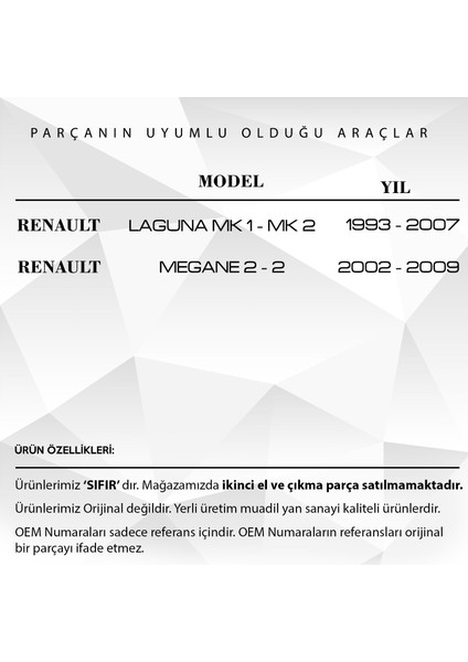 Alpha Auto Part Renault Laguna Için Ön Kapılar Sağ-Sol Kilit Parçası Klipsi