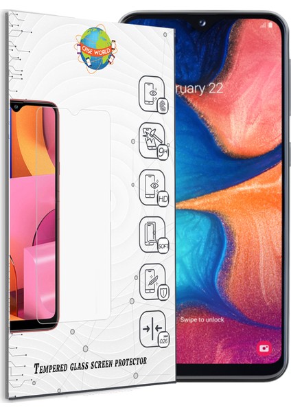 Case World Samsung Galaxy A20E Temperli Ekran Koruyucu Cam