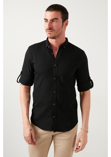Düğmeli Yaka Pamuklu Gömlek Erkek Gömlek CF21S113008 fiyatları